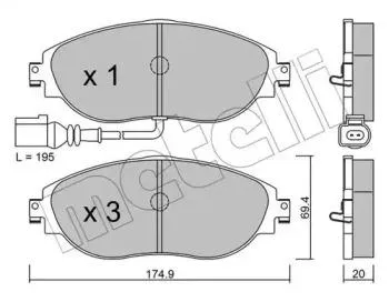 METELLI 2209520 Колодки торм.передние Seat Alha Mercedes VW Sharan 1.42.0TSi2.0TDi 10>