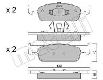 METELLI 2209750 Колодки торм.передние Renault Clio IV, Dacia Logan II Sandero II 1.21.5dCi 12>