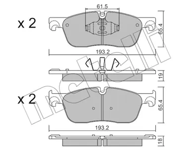 METELLI 2211230 Колодки торм.передние 193x66x18 Jaguar E-Pace 17>, Land Rover Discovery Sport 2.0-2
