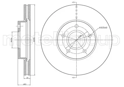 METELLI 230685C Диск торм.перед. Volvo S40V50 1.82.42.52.0TD 04>