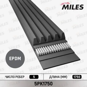 MILES 5PK1750 Ремень генератора Ларгус, Renault Logan , Sandero , Clio II, Kangoo