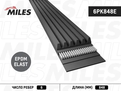 MILES 6PK848E Ремень поликлиновый ELAST