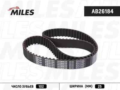 MILES AB26184 Ремень ГРМ 102MR25 (Z=102, h=25 мм)