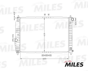MILES ACRB020 Радиатор (паяный) Chevrolet Aveo 1.21.4 MT 06-) (NISSENS 61645)