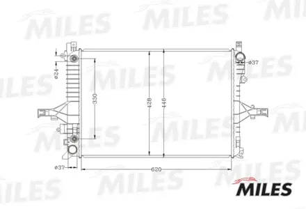 MILES ACRB062 Радиатор Volvo S60 2.0-2.5 S80 2.0-2.9 XC70 2.4-2.5 AT 98- паяный