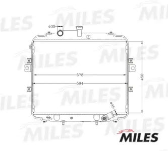 MILES ACRB068 Радиатор (паяный) Hyundai PORTERH-100 2.5 (Дизель)) (NISSENS 67498)
