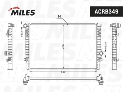 MILES ACRB349 Радиатор двигателя Audi A3, Seat Leon, Skoda Octavia , VW Golf 1.82.0TFSi 12>