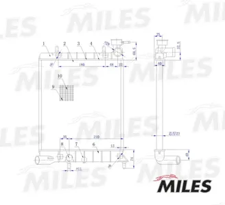 MILES ACRM007 Радиатор (механическая сборка) Hyundai Accent 1.51.6 00-) (NISSENS 67022)