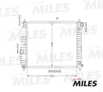 MILES ACRM023 Радиатор (механическая сборка) Chevrolet Aveo 1.21.4 MT 05-) (NISSENS 61636)