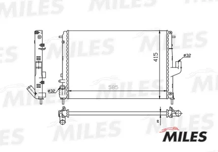 MILES ACRM037 Радиатор (механическая сборка) Renault Logan Sandero 08- Duster 10- 1.61.5D Lada Largus 1.6 12- AT) (NISSENS 637613)