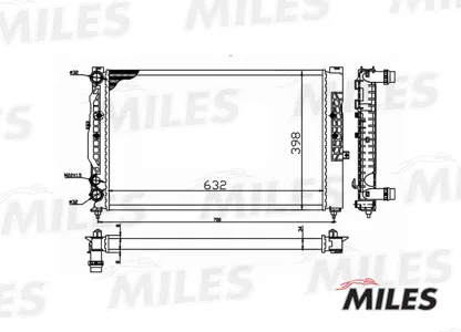 MILES ACRM056 Радиатор (механическая сборка) Audi A4A6 1.61.8T 95-07) (NISSENS 60299)