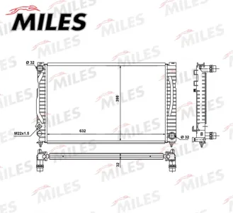 MILES ACRM372 Радиатор двигателя , (Мех. сборка, для МКПП) Audi A4 2.4-2.82.5TD 97-04