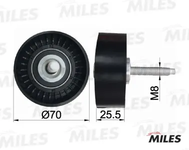 MILES AG03026 Ролик ремня приводного (с крепежным болтом) Ford Mondeo 00- обводной