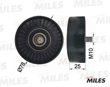 MILES AG03126 Ролик ремня приводного (с крепежным болтом) Peugeot 206307406 1.8-2.2