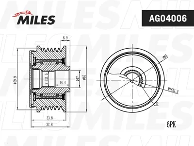 MILES AG04006 Шкив генератора Hyundai ix35 Sonata Kia Magentis 2.02.4 05-