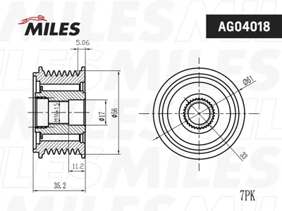 MILES AG04018 Шкив генератора VW Phaeton Touareg 3.2 02-09