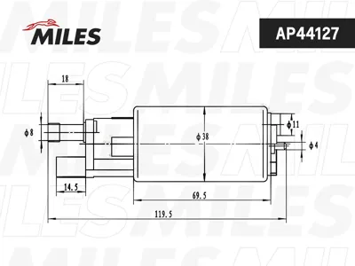MILES AP44127 Насос топливный Ford Transit 94-00 Mondeo 93-00 Escort 3 bar 120 lh