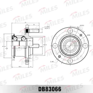 MILES DB83066 Ступица с подшипником задняя (4*100 D=30 мм)+ABS, Mitsubishi LANCER (СBW, CDW) 2002-2007 R14.