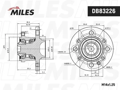 MILES DB83226 Ступица с подшипником MINI ONECOOPERCLUBMAN 06- зад.