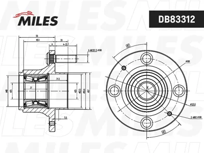 MILES DB83312 Ступица с подшипником Chevrolet Aveo II T250255 Spark III M300 05- зад.