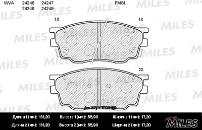 MILES E100189 Колодки торм.передние Mazda 6 1.8 02-