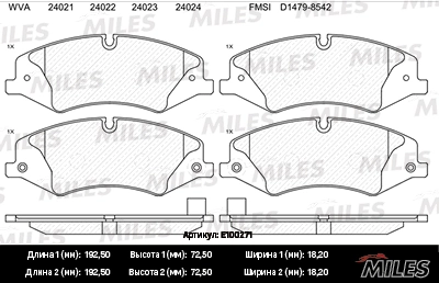 MILES E100271 Колодки торм. Land Rover Discovery 09- Range Rover Sport 09- передние