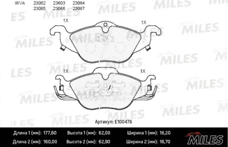 MILES E100476 Колодки торм. Opel Astra G 1.21.41.61.7D передние