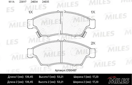 MILES E100497 Колодки торм. Suzuki LIANA 02> передние