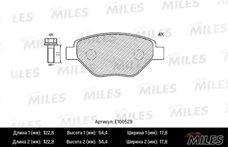 MILES E100529 Колодки торм. Renault Megane II 03> передние