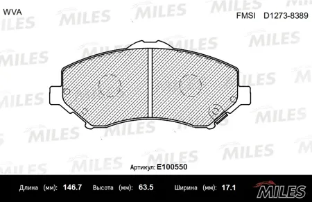MILES E100550 Колодки торм. Chrysler Voyager Jeep Cherokee WRANGLER 07- передние