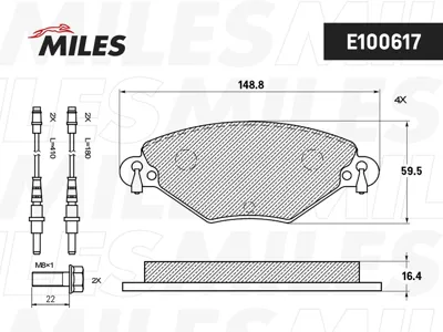 MILES E100617 Колодки торм. Citroen C5 1.6D2.0D1.82.0 01- передние