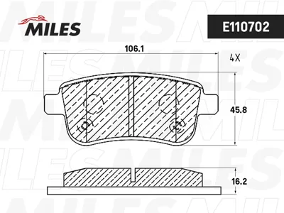 MILES E110702 Колодки торм.  Renault  Megane III 08- Scenic III 09- зад. с элек.стоян.торм.