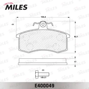MILES E400049 Колодки торм. ВАЗ 2108210921099 передние