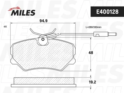 MILES E400128 Колодки торм. Peugeot 306 93-01405 92-96IKCO SAMAND пере