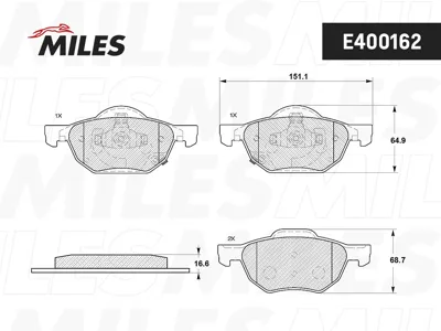 MILES E400162 Колодки торм. Honda Accord 2.02.22.4 03> передние