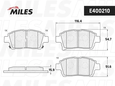 MILES E400210 Колодки торм. Toyota Corolla PRIUSYARIS 1.0-1.6 99- передние