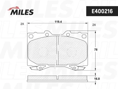 MILES E400216 Колодки торм. Toyota Land Cruiser 4.2D 90>984.2D4.7 98> передние