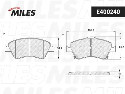 MILES E400240 Колодки торм. Toyota AURIS 1.33-2.2 07- (Великобритания) передние