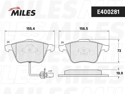 MILES E400281 Датчик ABS Колодки торм.передние + , Audi A6ALLROAD 04> ( Смесь Low-Metallic, ISO 9001 ).