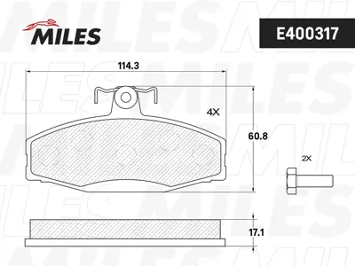 MILES E400317 Колодки торм.передние Skoda FELICIA 94-01 ( Смесь Low-Metallic, ISO 9001 ).