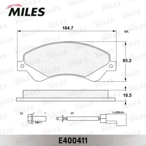 MILES E400411 Колодки торм. Ford Transit 06- 280300-Series передние с датчиком