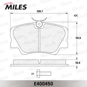 MILES E400450 Колодки торм. Mercedes W201W124 без датчика передние