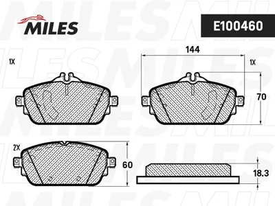 MILES E400460 Колодки торм. Mercedes W205 14- передние L=144мм.