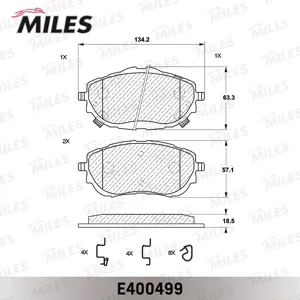 MILES E400499 Колодки торм. (Смесь Low-Metallic) Toyota AURIS 12- Corolla 13- передние (без датчика) (TRW GDB3