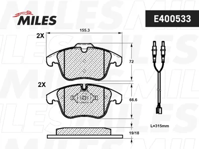 MILES E400533 Колодки торм. Citroen C5 1.6-2.0 08- передние