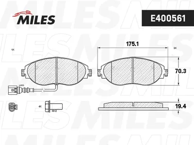 MILES E400561 Колодки торм. (Смесь Low-Metallic) Skoda Octavia 12-VW Golf 12- Passat 14- передние (TRW GDB211