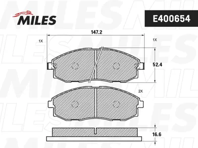 MILES E400654 Колодки торм. Hyundai H-1STAREX 2.4-2.5D 97- передние