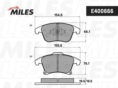 MILES E400666 Колодки торм.передние (Смесь Semi-Metallic) Ford Mondeo 15- C-Max 15- (TRW GDB2092)