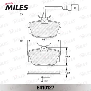 MILES E410127 Колодки торм. VW T4 96> Sharan 00> Galaxy R16 00>06 (2 датчика) зад.