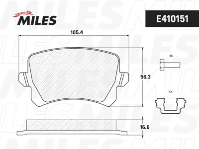 MILES E410151 Колодки торм. VW Passat Sharan 10- Tiguan 07- Seat ALHA Mercedes RA 10- задние